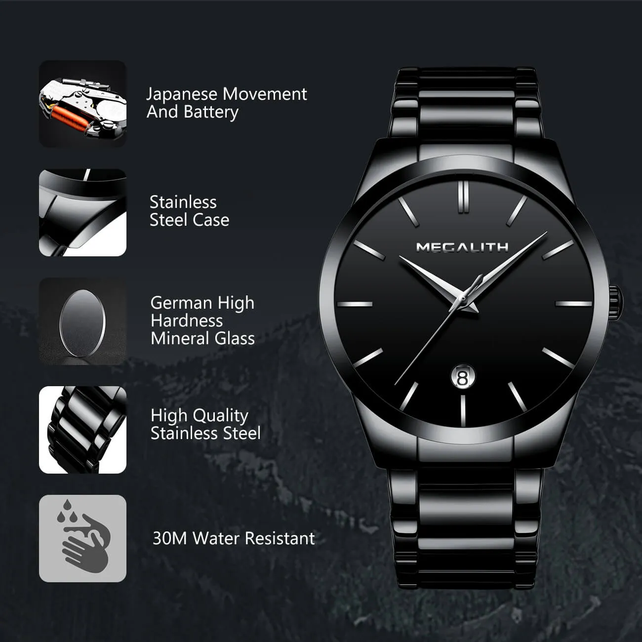 0072M | Quartz Men Watch | Stainless Steel Band