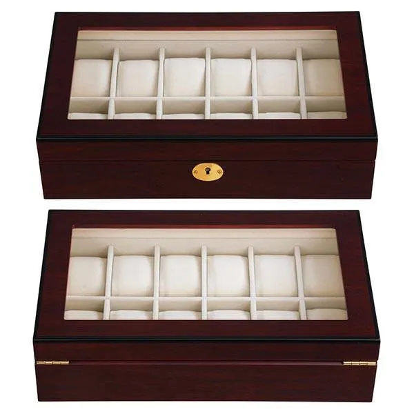 12-Slot Matte Finish Wood Watch Display Case