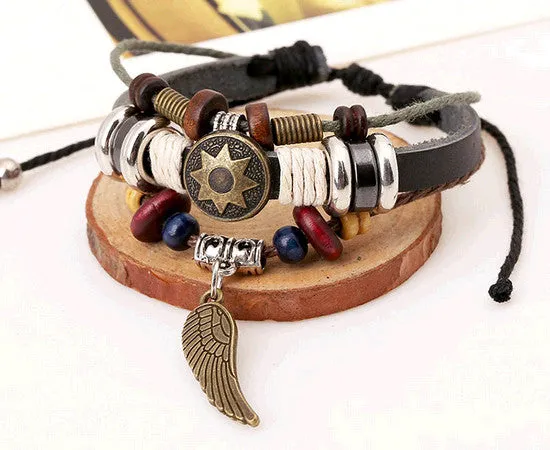 1P Retro rope leather mens bracelets leather rope hand woven bracelet for men rope braided bracelet male female bracelet Jewelry