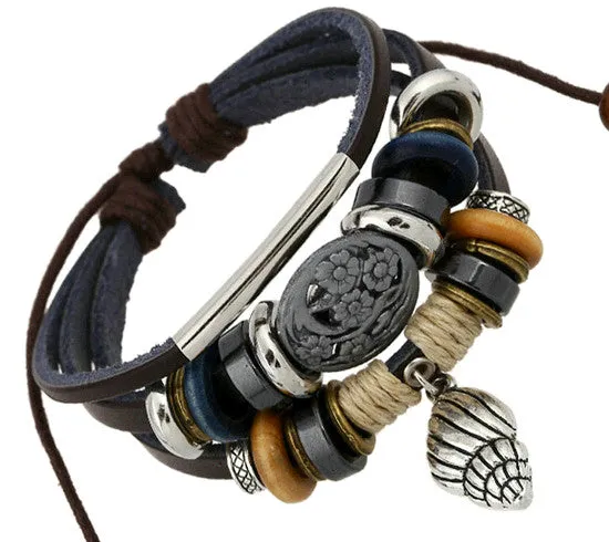 1P Retro rope leather mens bracelets leather rope hand woven bracelet for men rope braided bracelet male female bracelet Jewelry