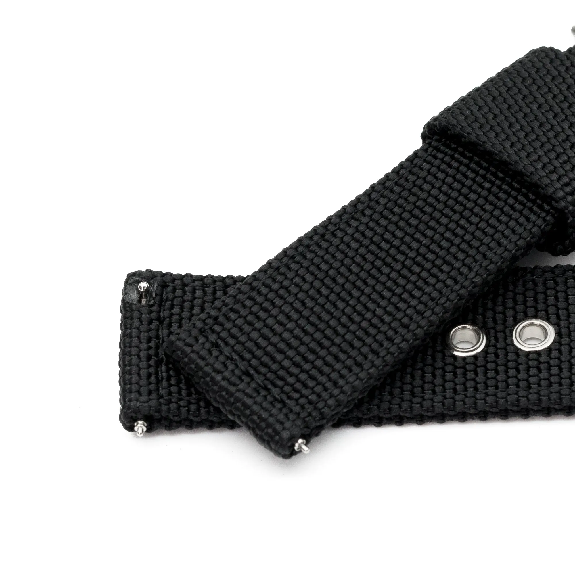 20mm or 22mm Black Premium Nylon Weaved Quick Release Watch Band with Eyelet