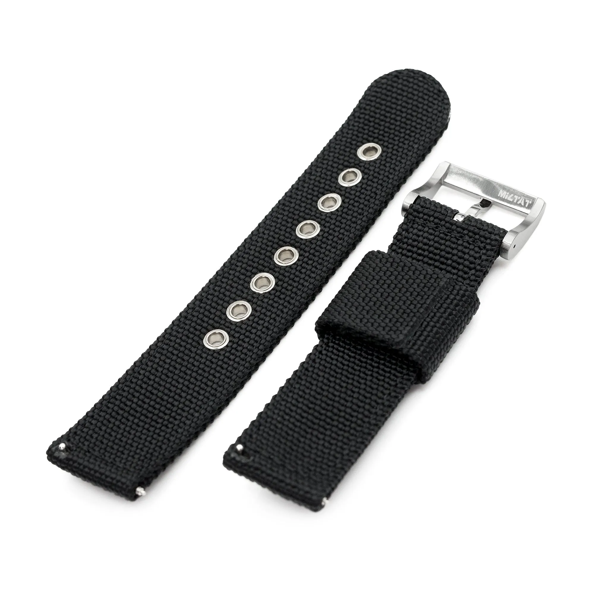 20mm or 22mm Black Premium Nylon Weaved Quick Release Watch Band with Eyelet