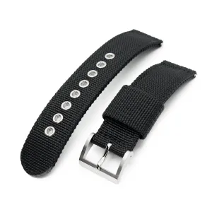 20mm or 22mm Black Premium Nylon Weaved Quick Release Watch Band with Eyelet