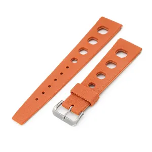 20mm Orange Retro Large Holes Rally Rubber watch band