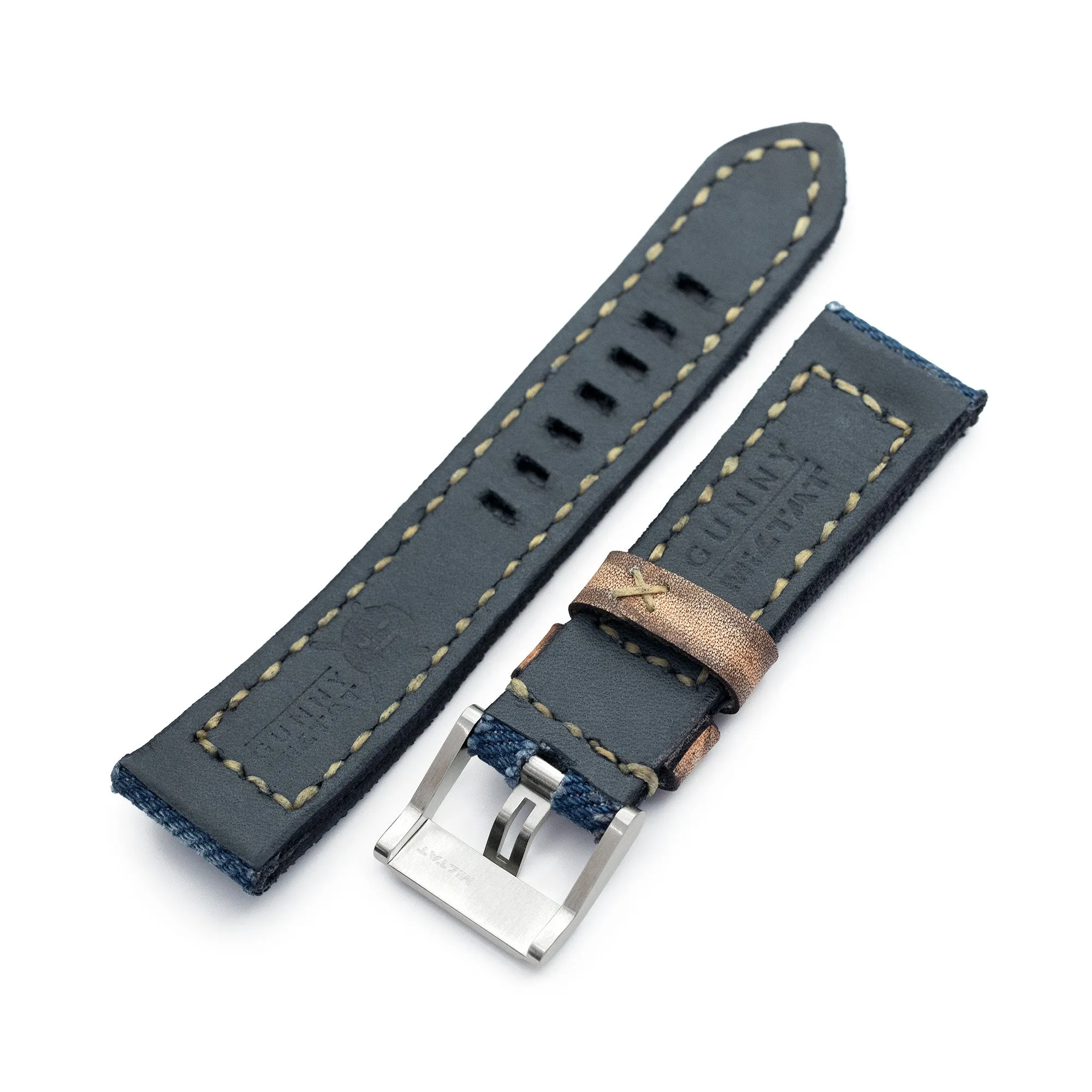 23mm Gunny X MT Denim Blue Washed Canvas Watch Band