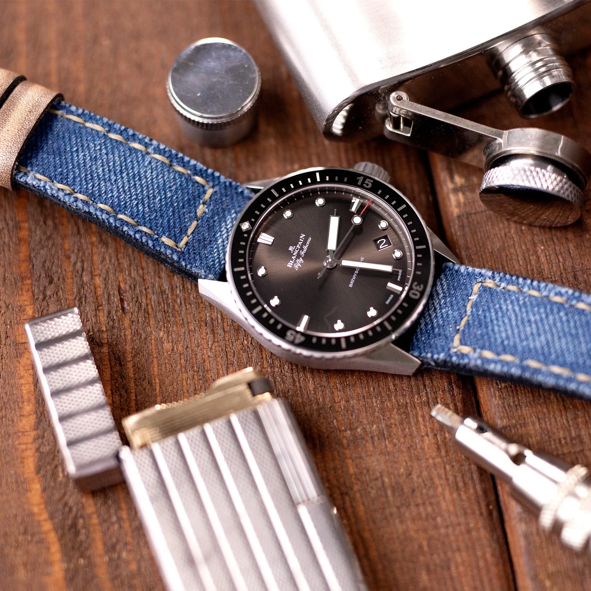 23mm Gunny X MT Denim Blue Washed Canvas Watch Band