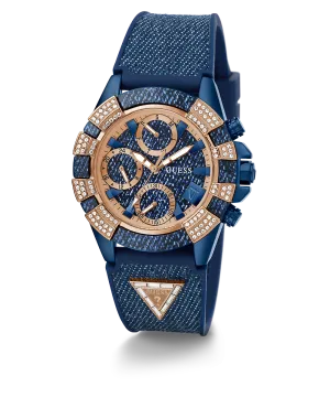 40th Anniversary Special Edition GUESS Ladies Blue Rose Gold Tone Multi-function Watch