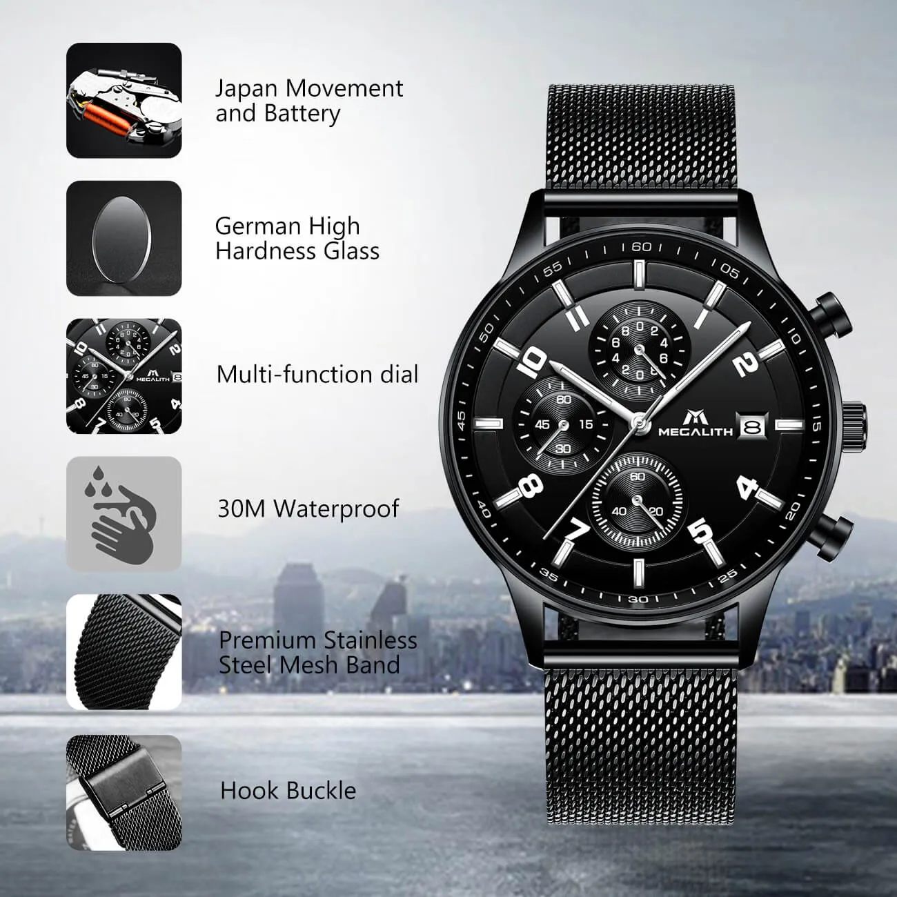 8003M | Quartz Men Watch | Mesh Band