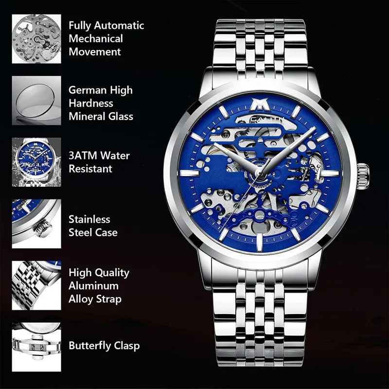 8204M | Mechanical Men Watch | Stainless Steel Band