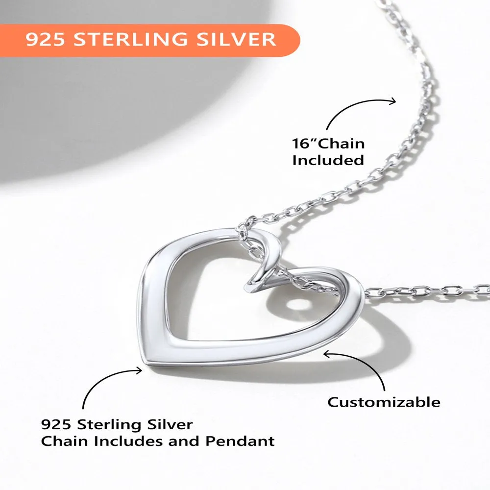 925 Sterling Silver Heart Necklace for Women Love Pendant Necklaces Hypoallergenic Simple Jewelry for Wife Mom Daughter - Silver