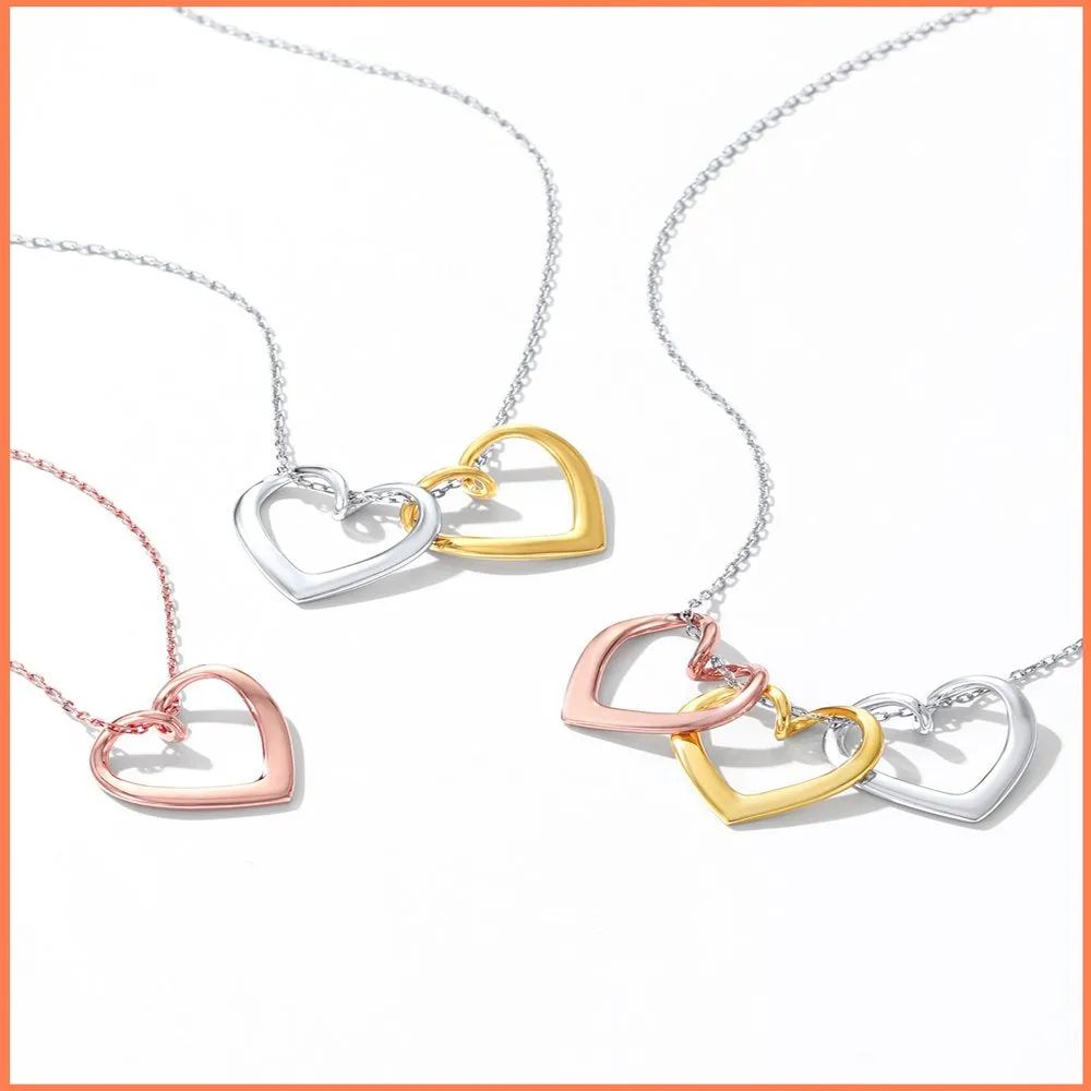 925 Sterling Silver Heart Necklace for Women Love Pendant Necklaces Hypoallergenic Simple Jewelry for Wife Mom Daughter - Silver