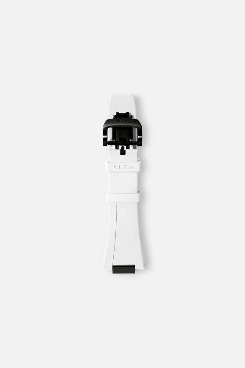 AURA WATCHES FKM RUBBER STRAP WHITE BLACK