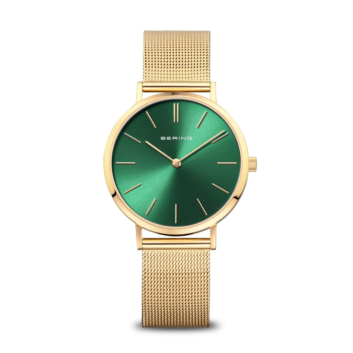 Bering Classic Polished Gold Green Watch