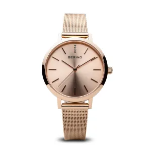 Bering Watch Classic Polished Rose Gold 34mm Mesh Watch 13434-366