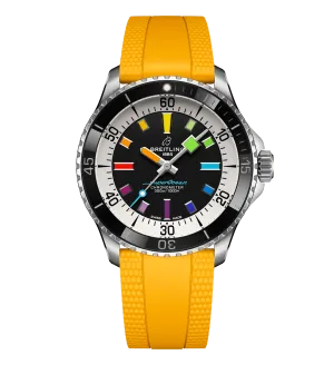 Breitling Superocean Automatic 42 Watch with Yellow Rubber Strap