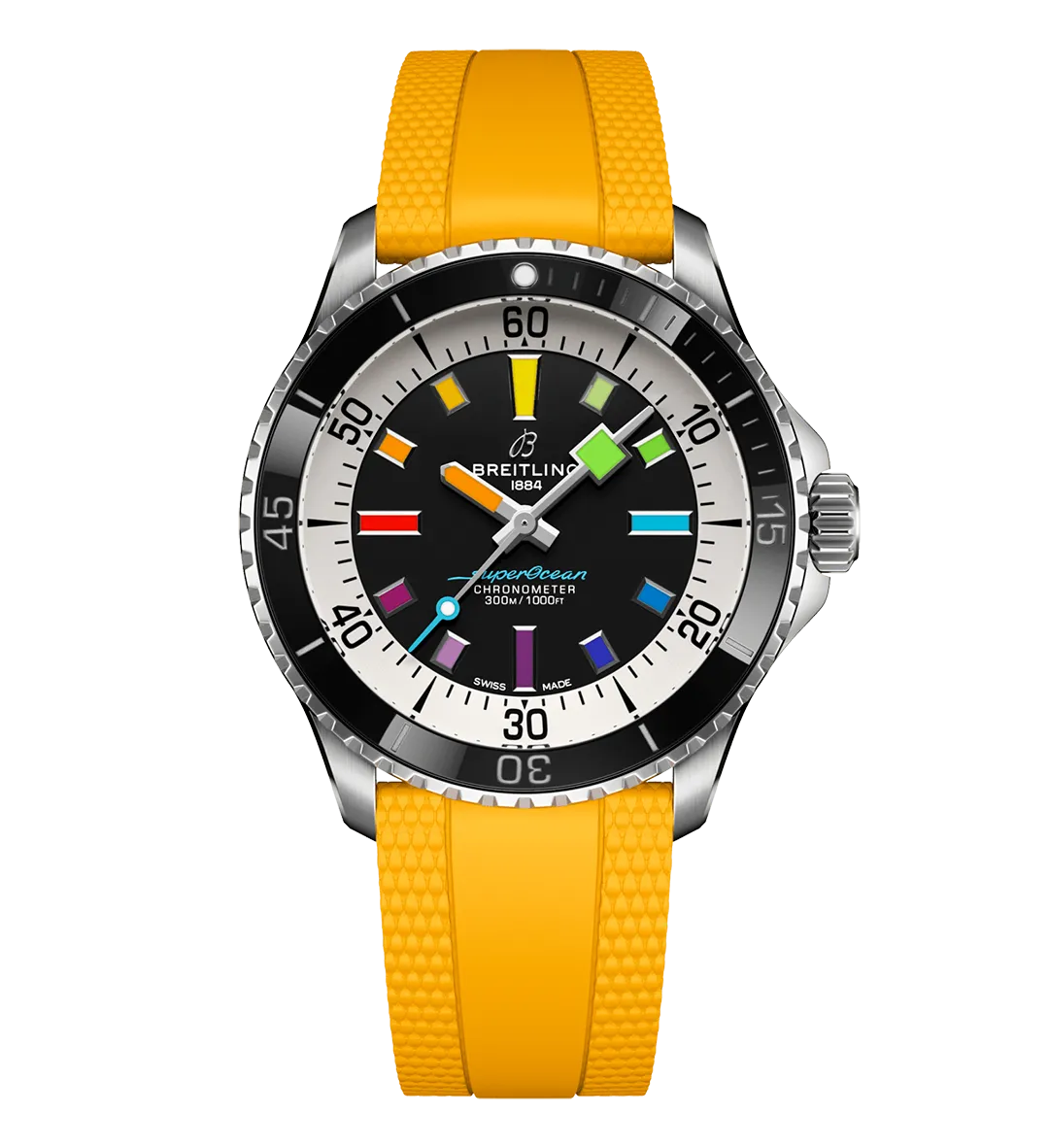 Breitling Superocean Automatic 42 Watch with Yellow Rubber Strap