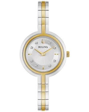 Bulova Rhapsody Women's Two-Tone White Diamond Dial Watch 98P193