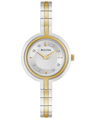 Bulova Rhapsody Women's Two-Tone White Diamond Dial Watch 98P193