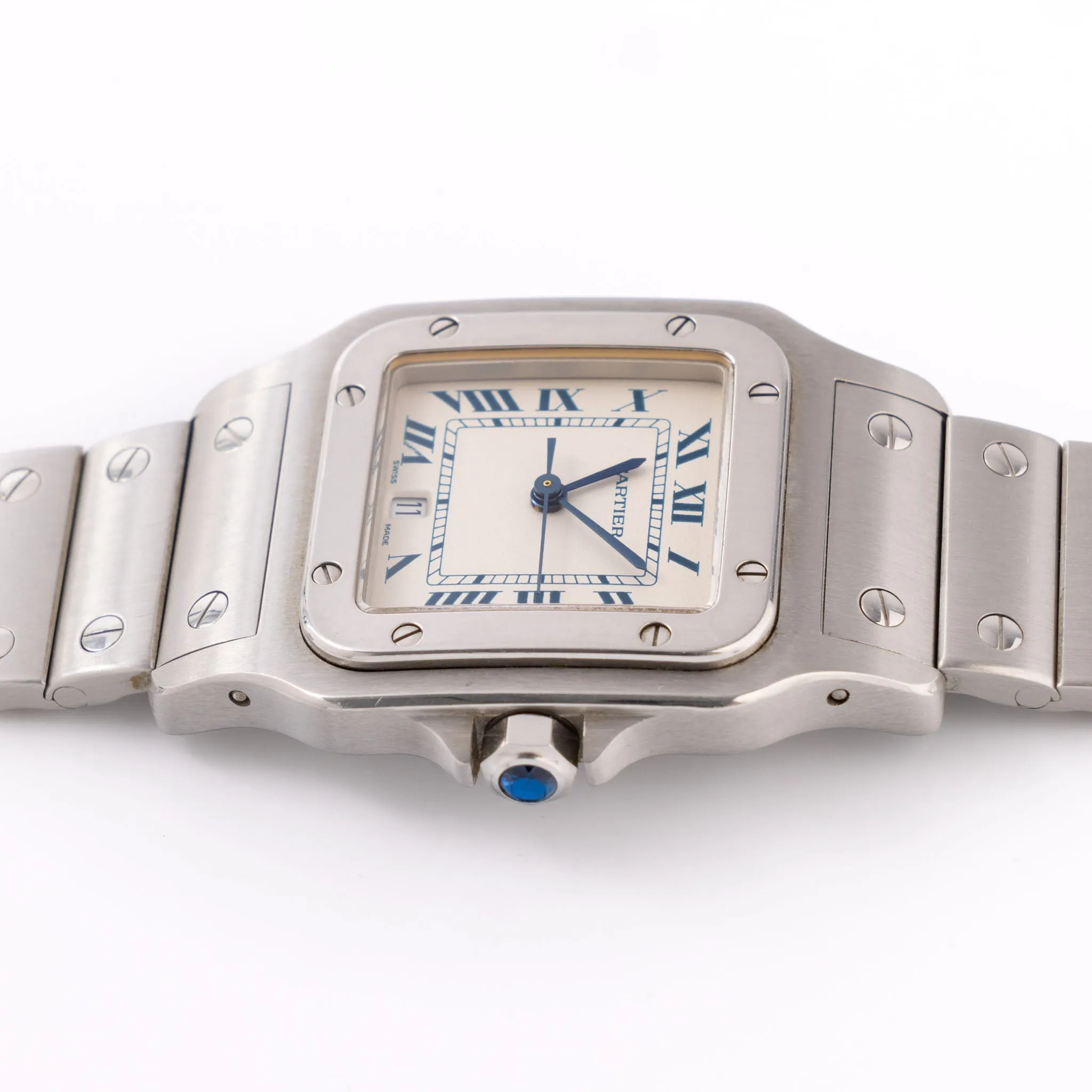 Cartier Santos Galbée cream dial blue numerals With Box and Papers Ref. 987901