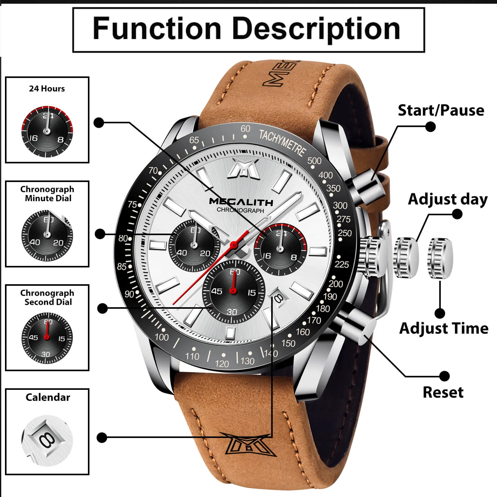 Chronograph Watch | Leather Band | 8274M