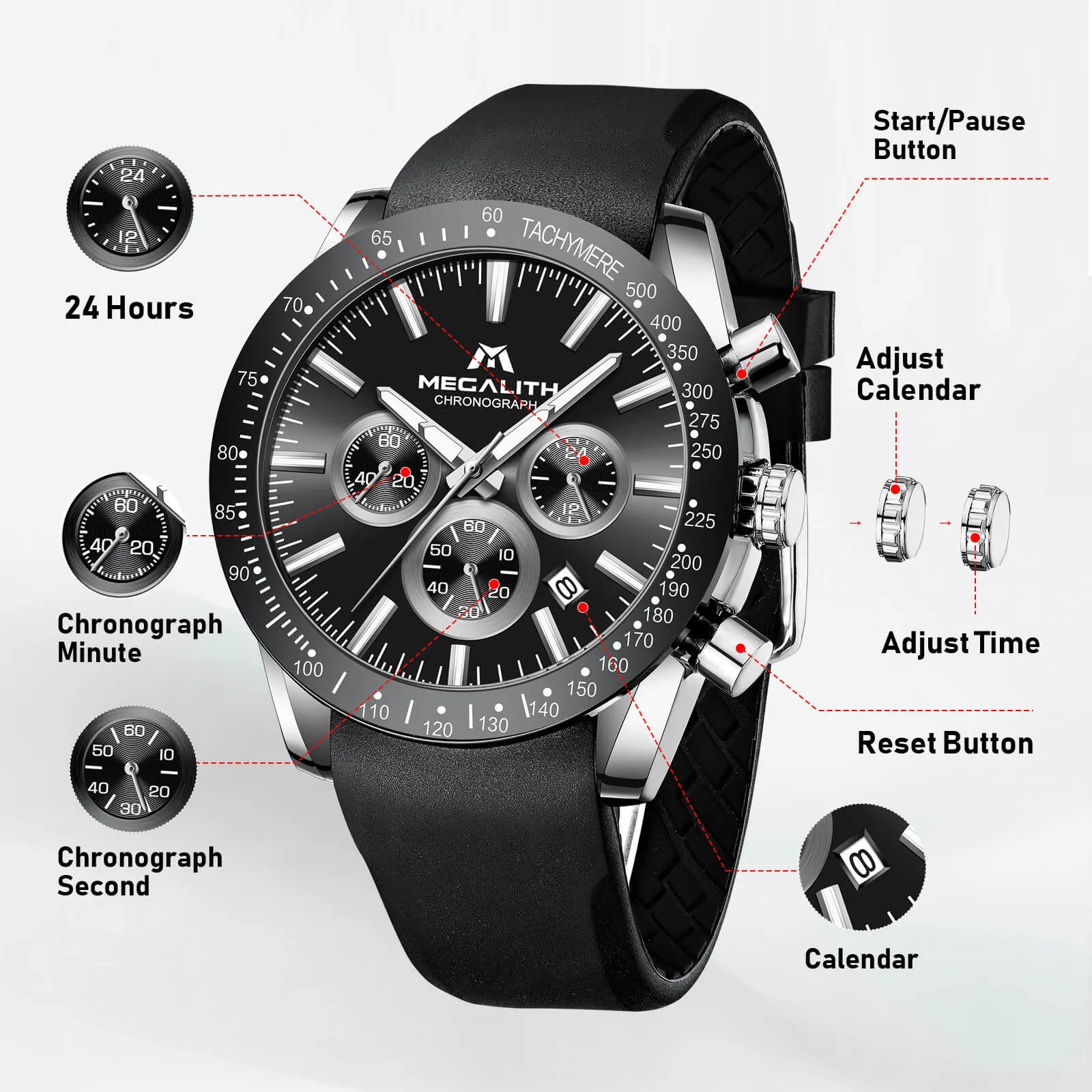 Chronograph Watch | Rubber Band | 8270M