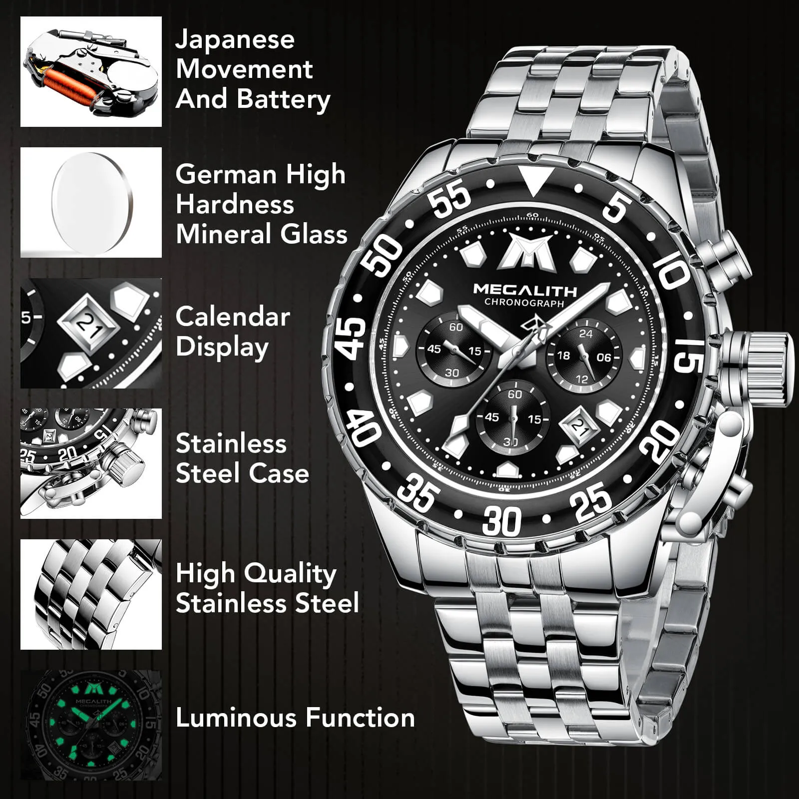 Chronograph Watch | Stainless Steel Band | 8260M