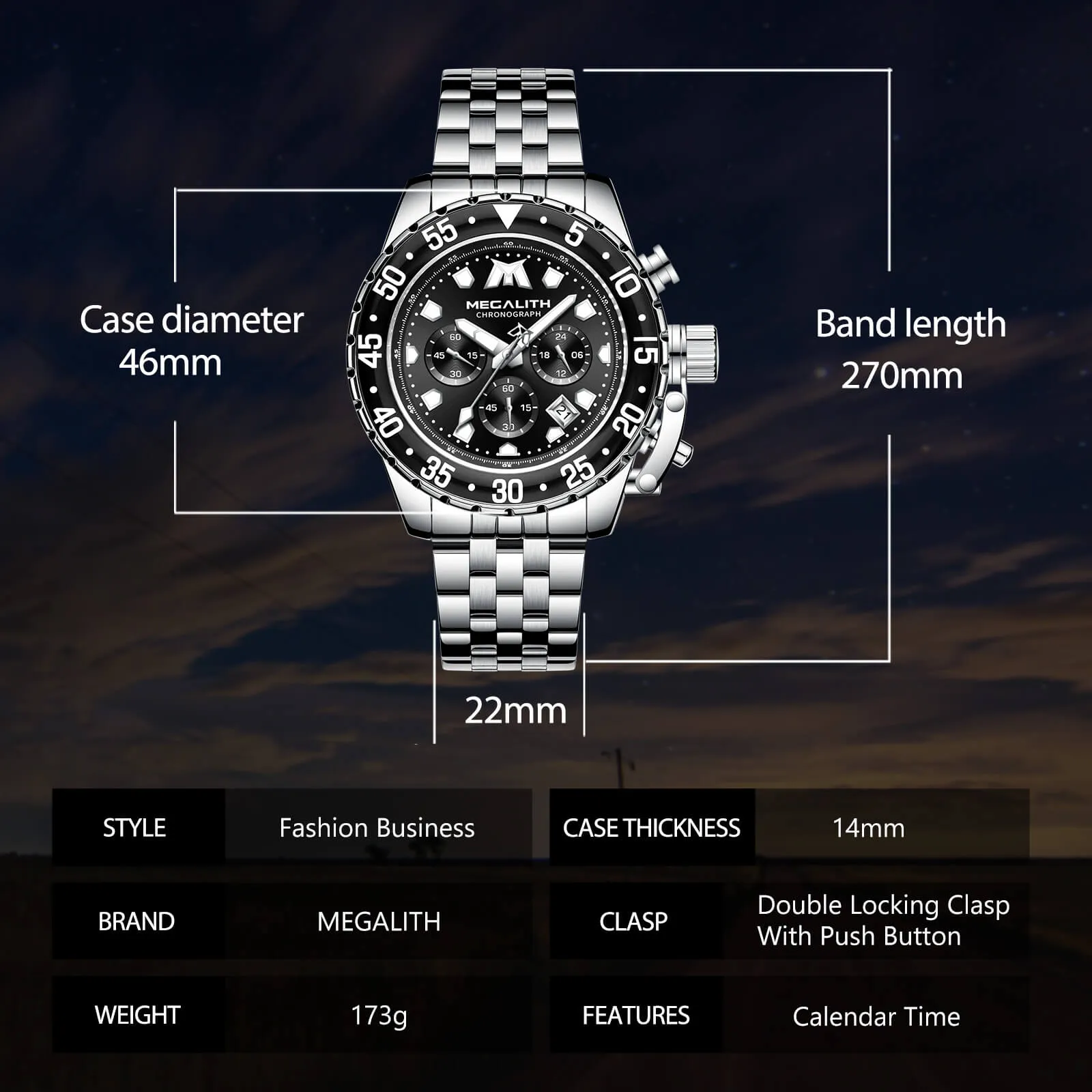 Chronograph Watch | Stainless Steel Band | 8260M