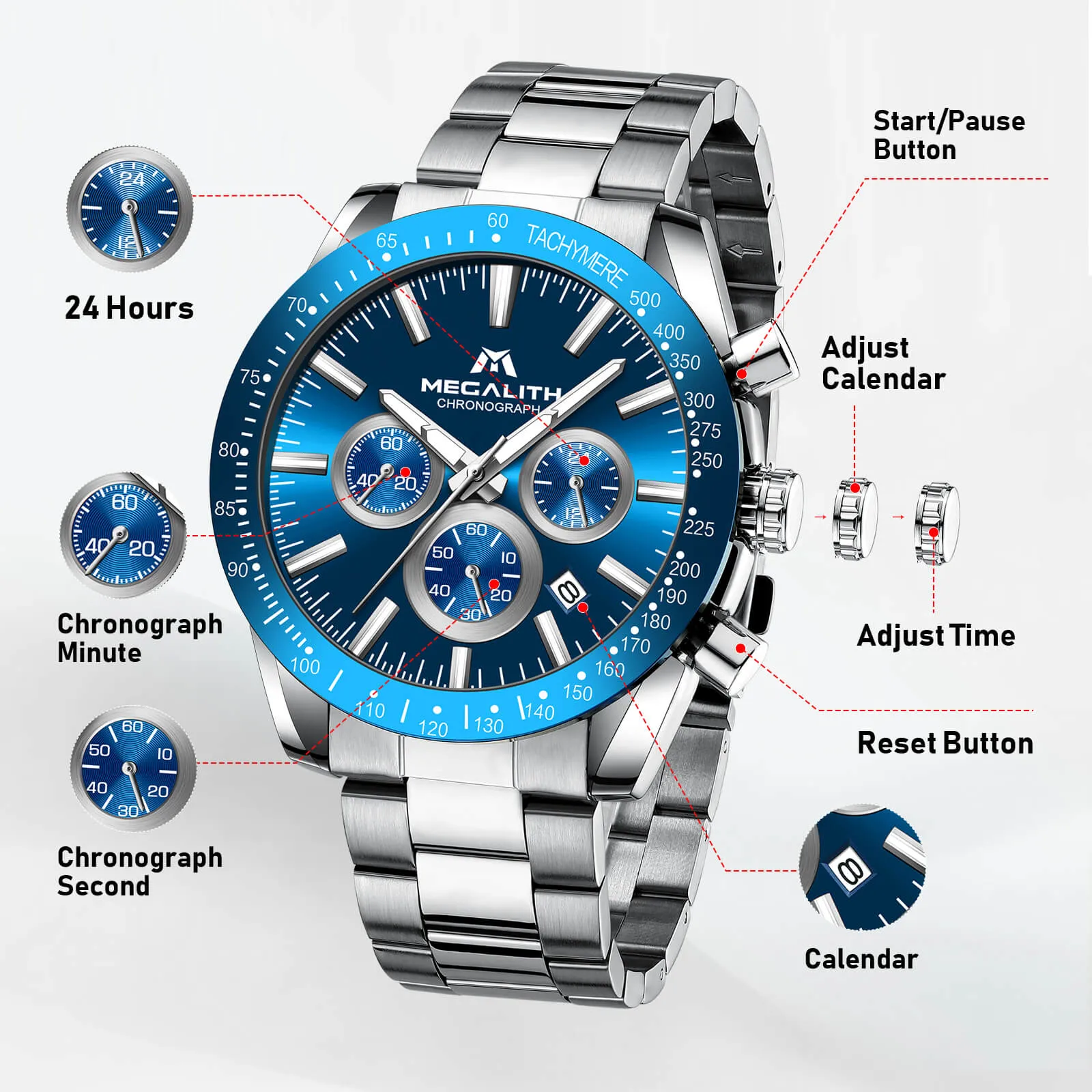 Chronograph Watch | Stainless Steel Band | 8270M