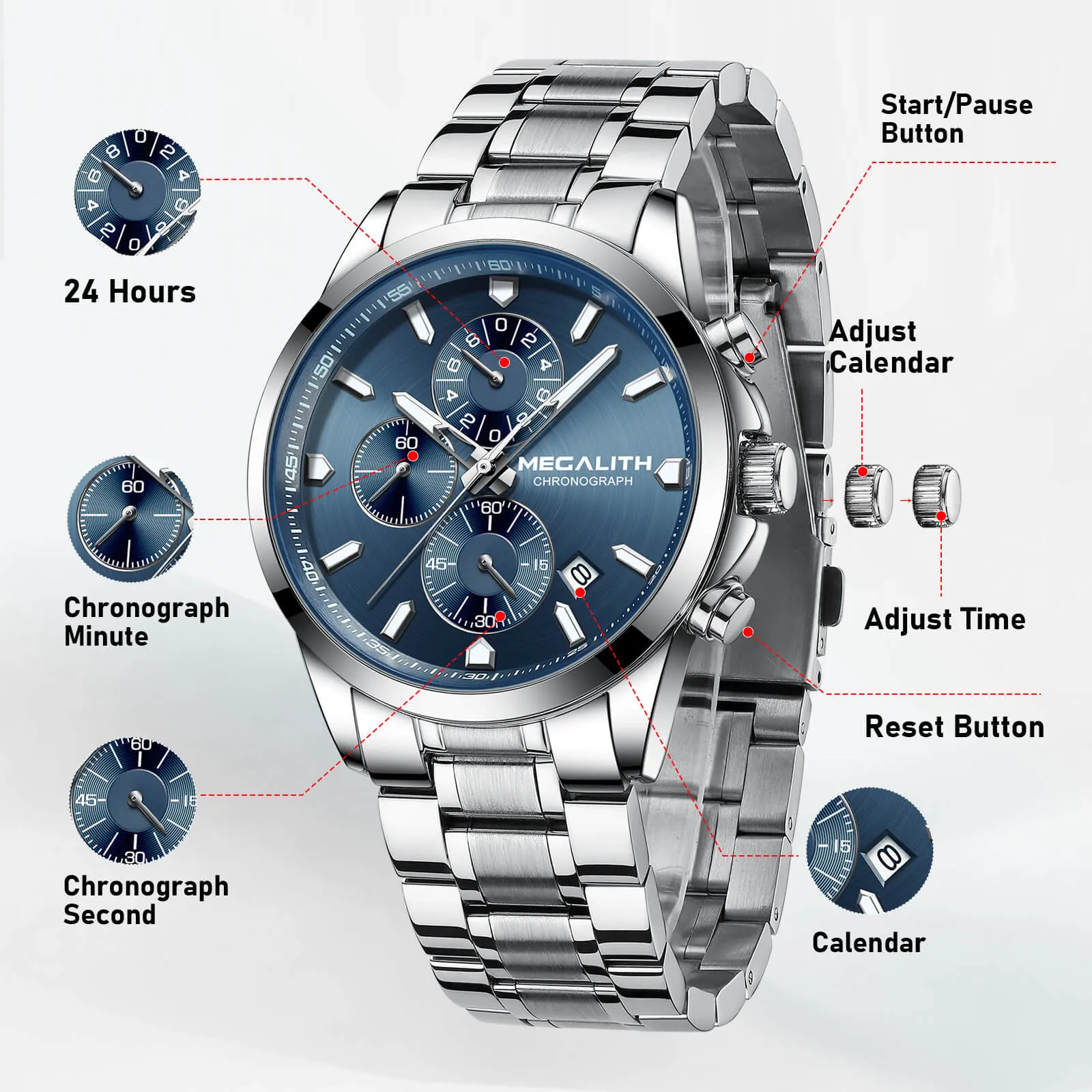 Chronograph Watch | Stainless Steel Band | 8272M