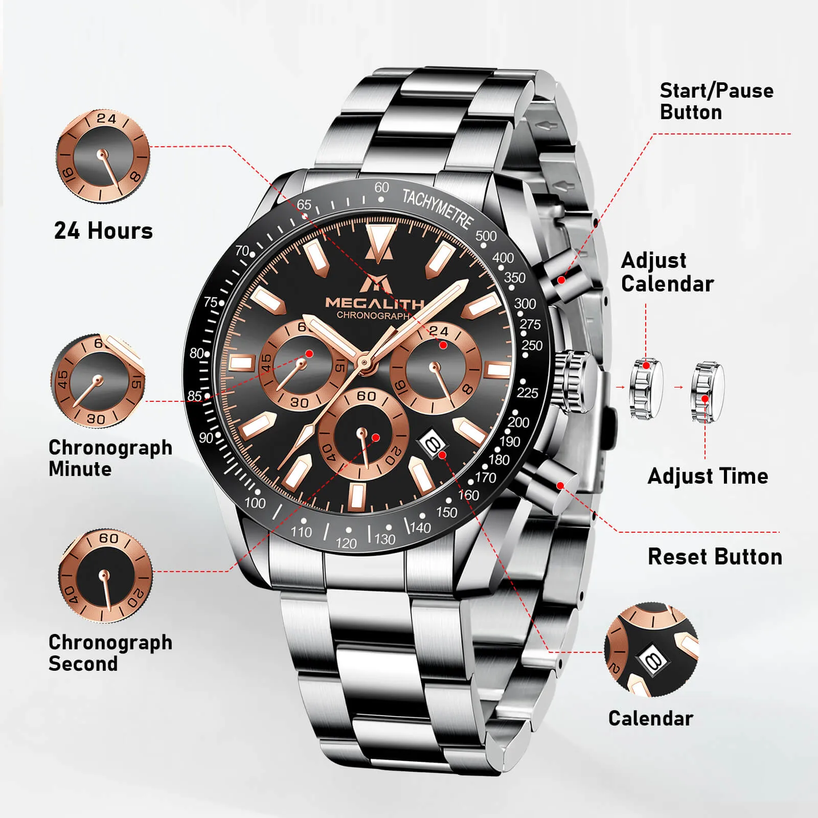 Chronograph Watch | Stainless Steel Band | 8273M