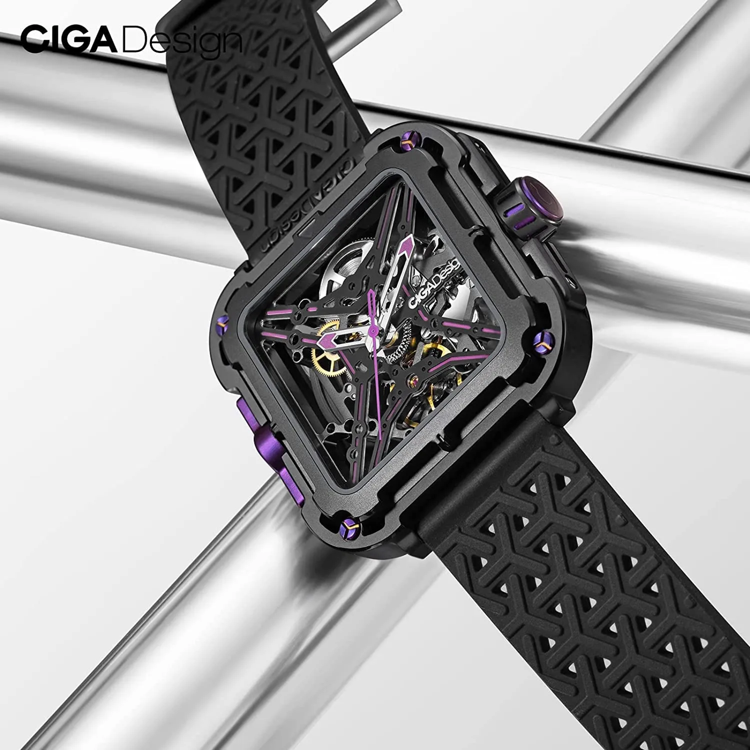 CIGA Design X-Series Stainless Steel Purple Automatic Watch