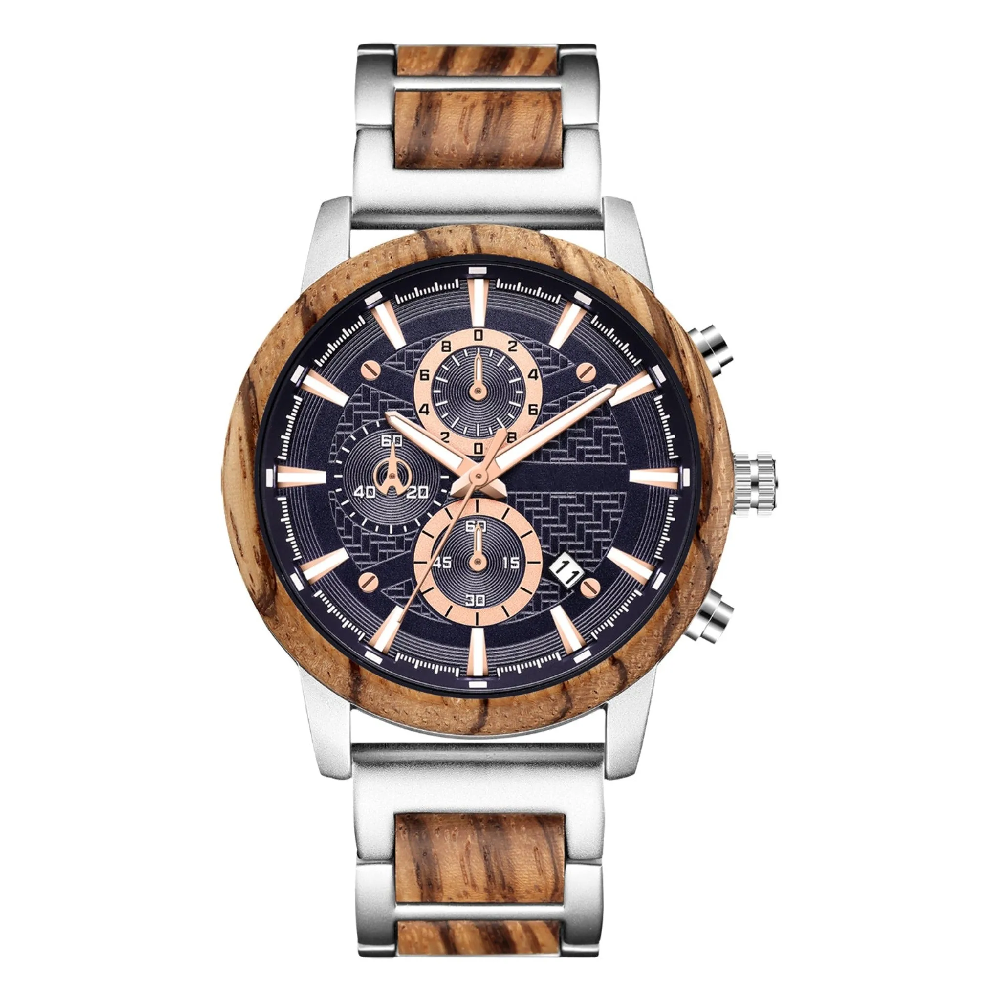 Darwin - Silver & Zebrawood Chronograph