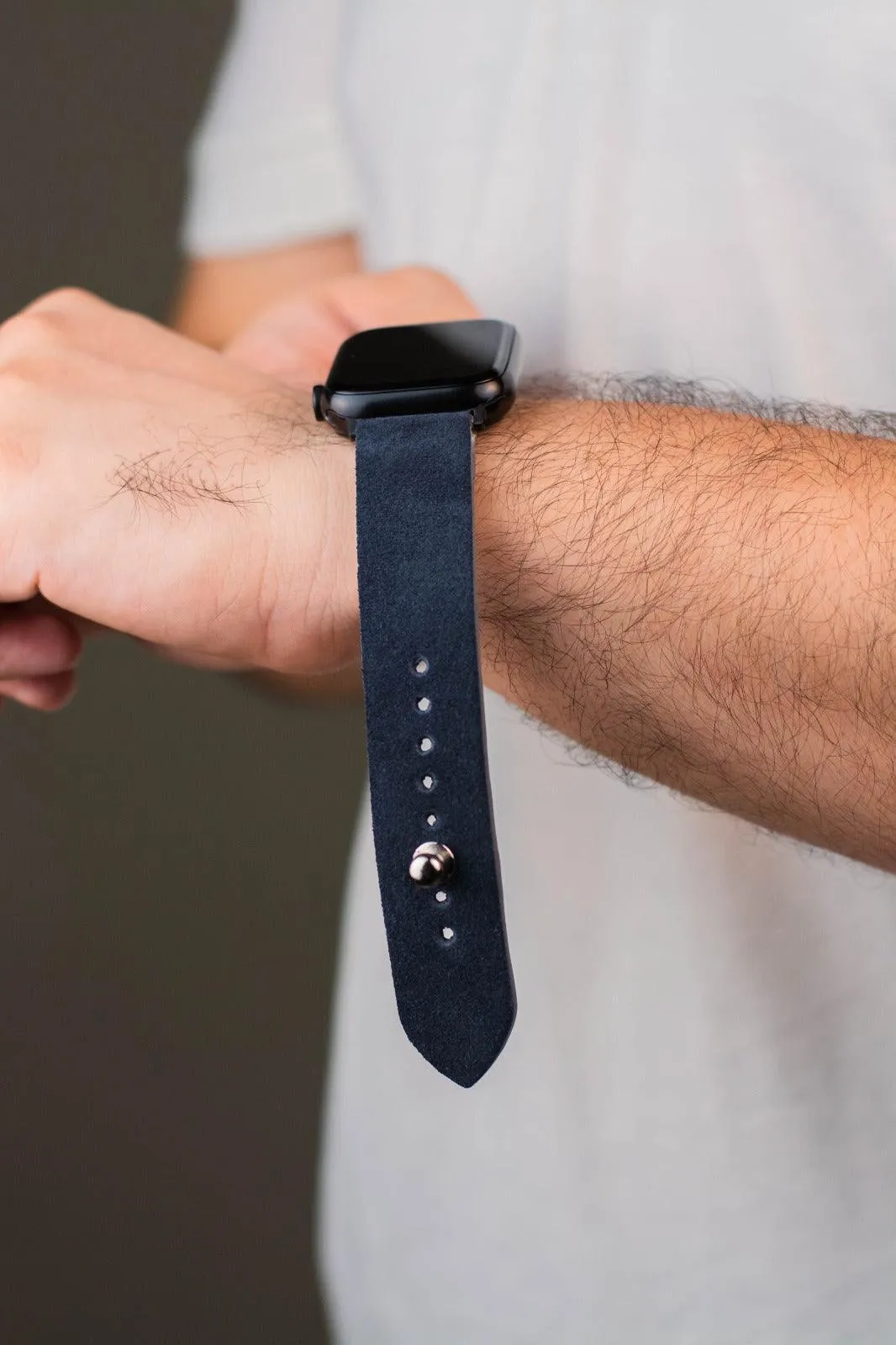 Denim Blue Apple Watch Strap - Suede Leather Strap