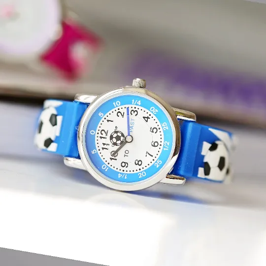 Engraved Kids 3D Football Watch - Blue