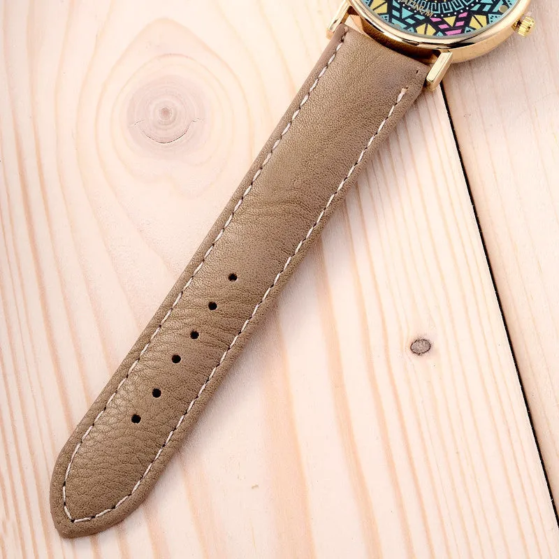 Fashion Clock Geneva Dress Watch Women Sunflower Style Leather Strap Relogio Feminino Fantastic Gift Reloj Graffiti Watch