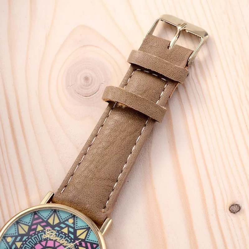 Fashion Clock Geneva Dress Watch Women Sunflower Style Leather Strap Relogio Feminino Fantastic Gift Reloj Graffiti Watch