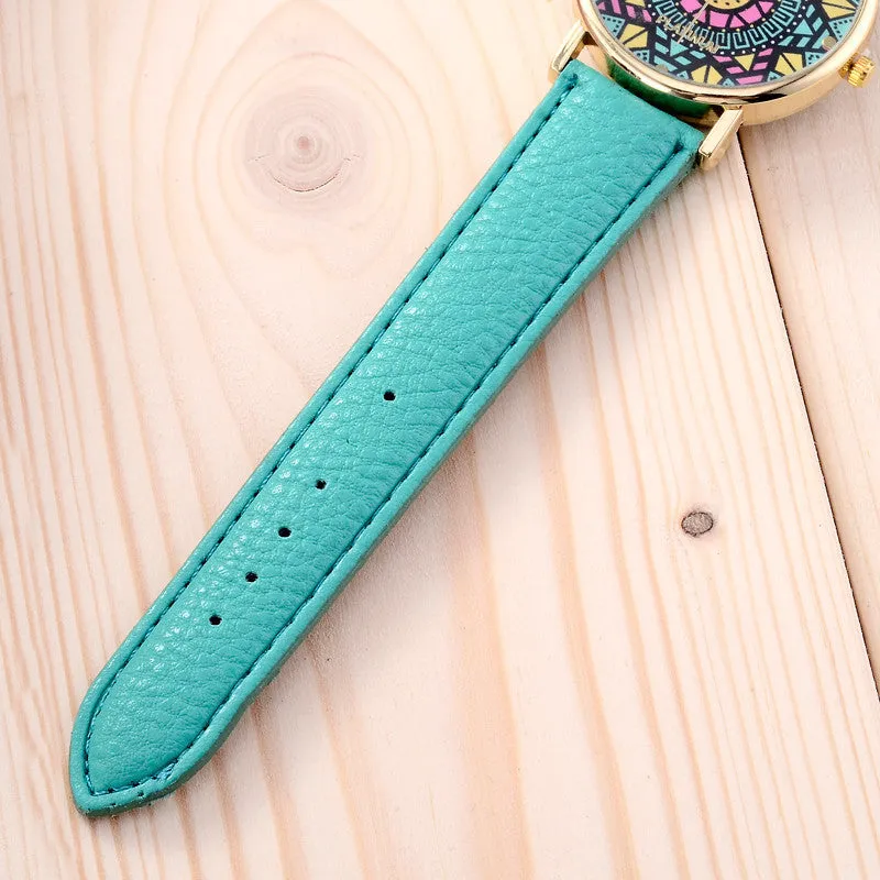 Fashion Clock Geneva Dress Watch Women Sunflower Style Leather Strap Relogio Feminino Fantastic Gift Reloj Graffiti Watch