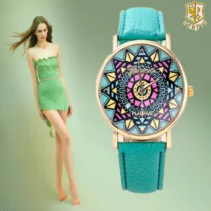 Fashion Clock Geneva Dress Watch Women Sunflower Style Leather Strap Relogio Feminino Fantastic Gift Reloj Graffiti Watch