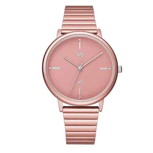 Fastrack Vyb Quartz Analog Pink Dial Stainless Steel Strap Watch for Women-FV60021KM04W