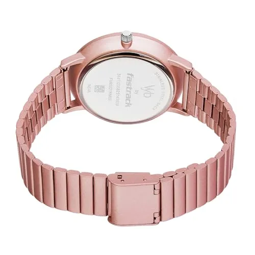 Fastrack Vyb Quartz Analog Pink Dial Stainless Steel Strap Watch for Women-FV60021KM04W