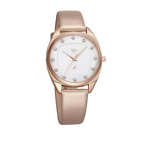 Fastrack Vyb Quartz Analog Silver Dial Leather Strap Watch for Women-FV60023WL01W