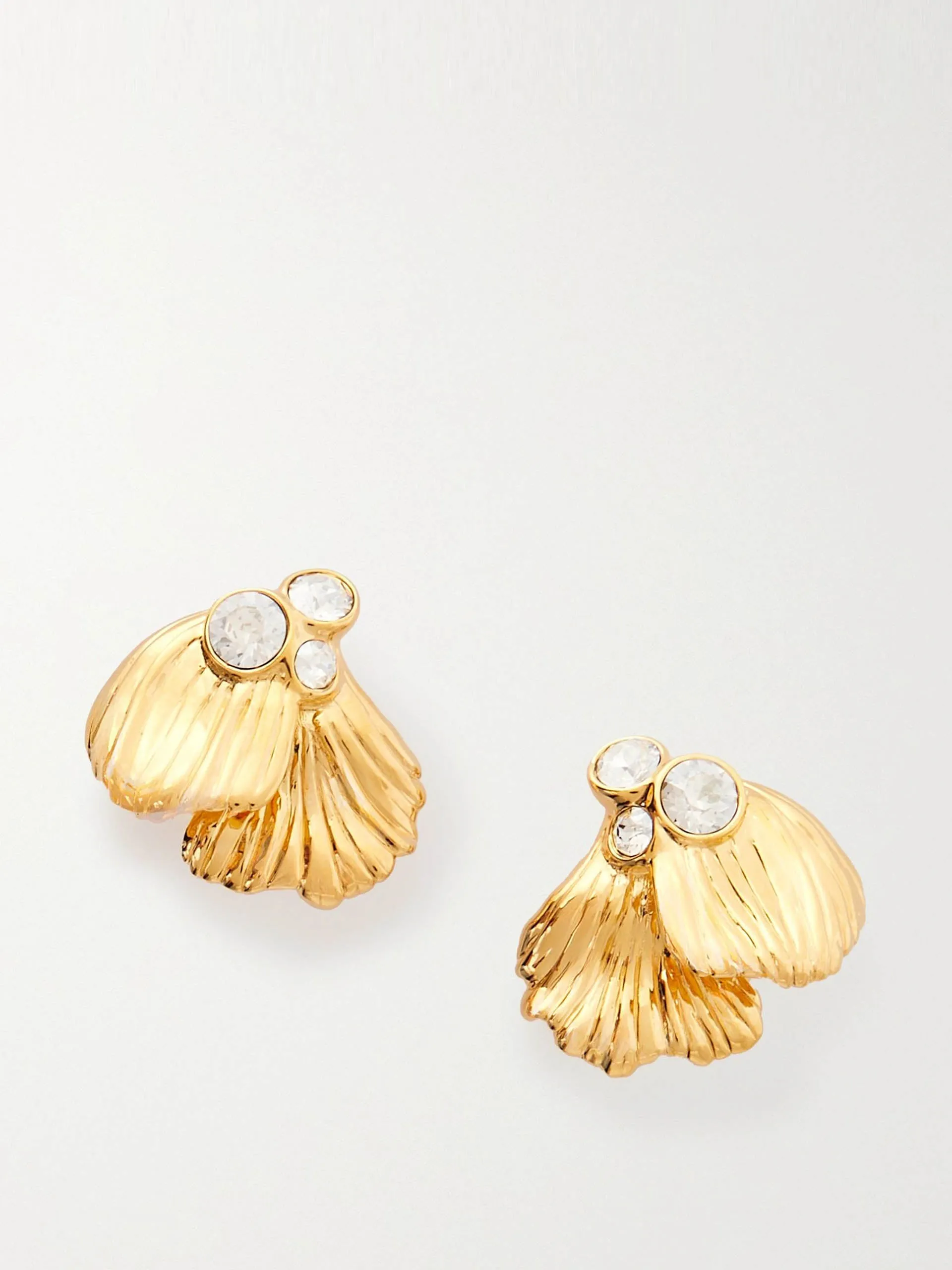 Flower gold-tone crystal earrings