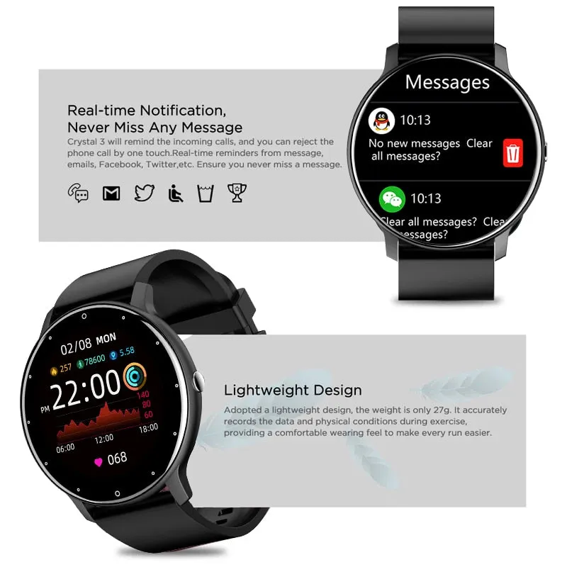 Full Touch Screen Sport Fitness Smartwatch