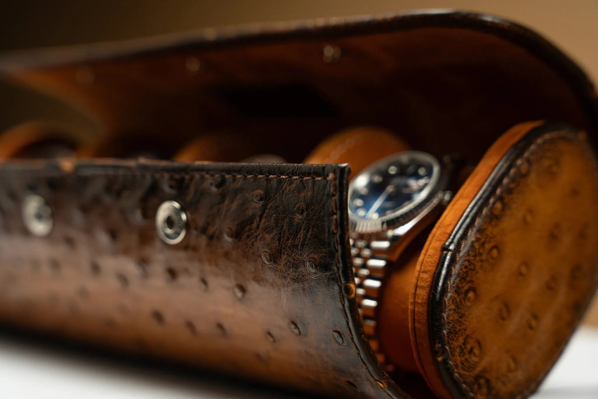 Galata - Ostrich Patina Brown Watch Roll