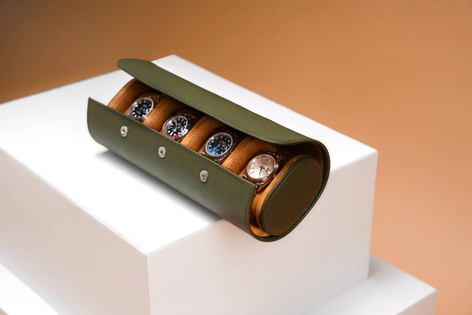 Galata - Saffiano Olive Green Watch Roll