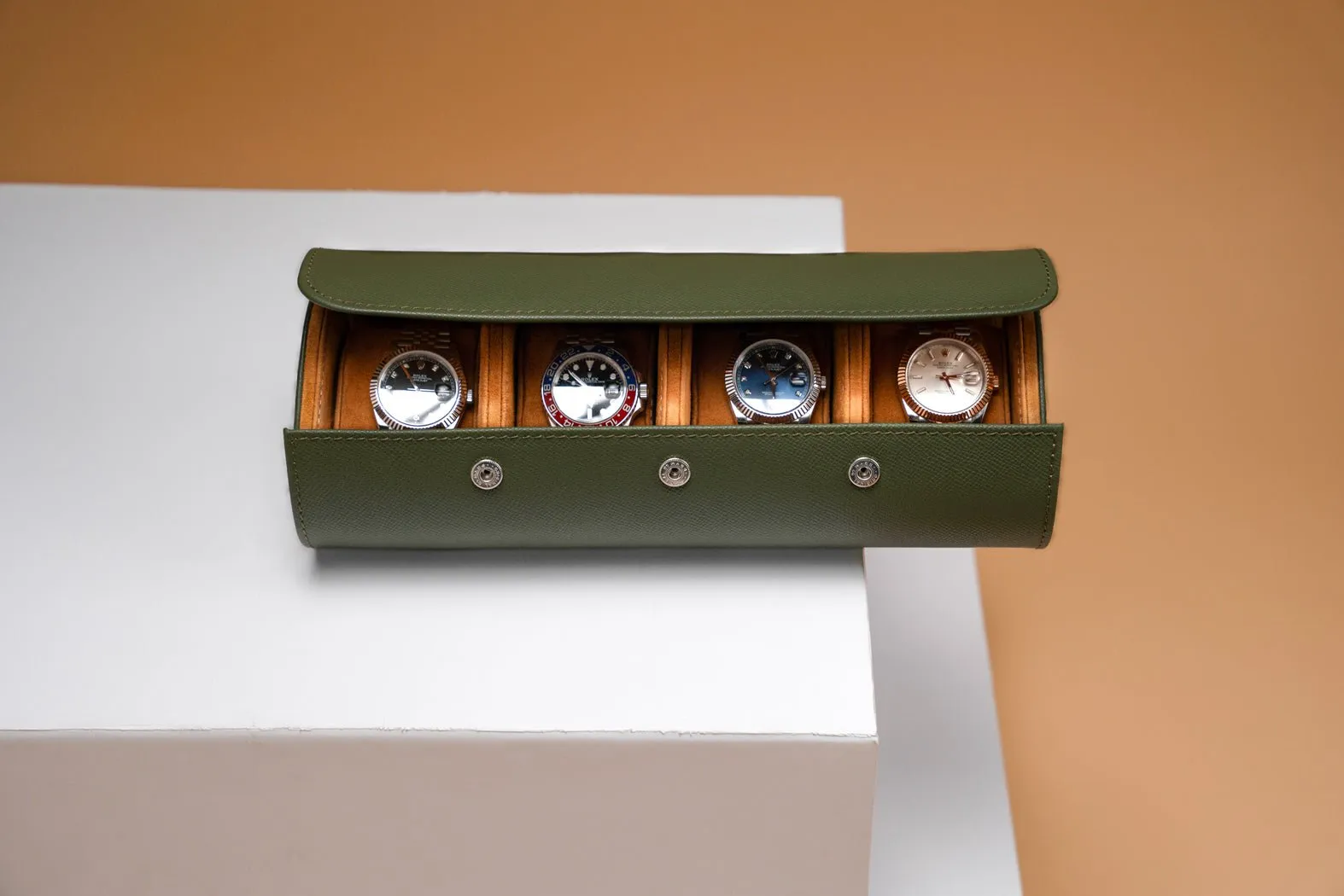 Galata - Saffiano Olive Green Watch Roll