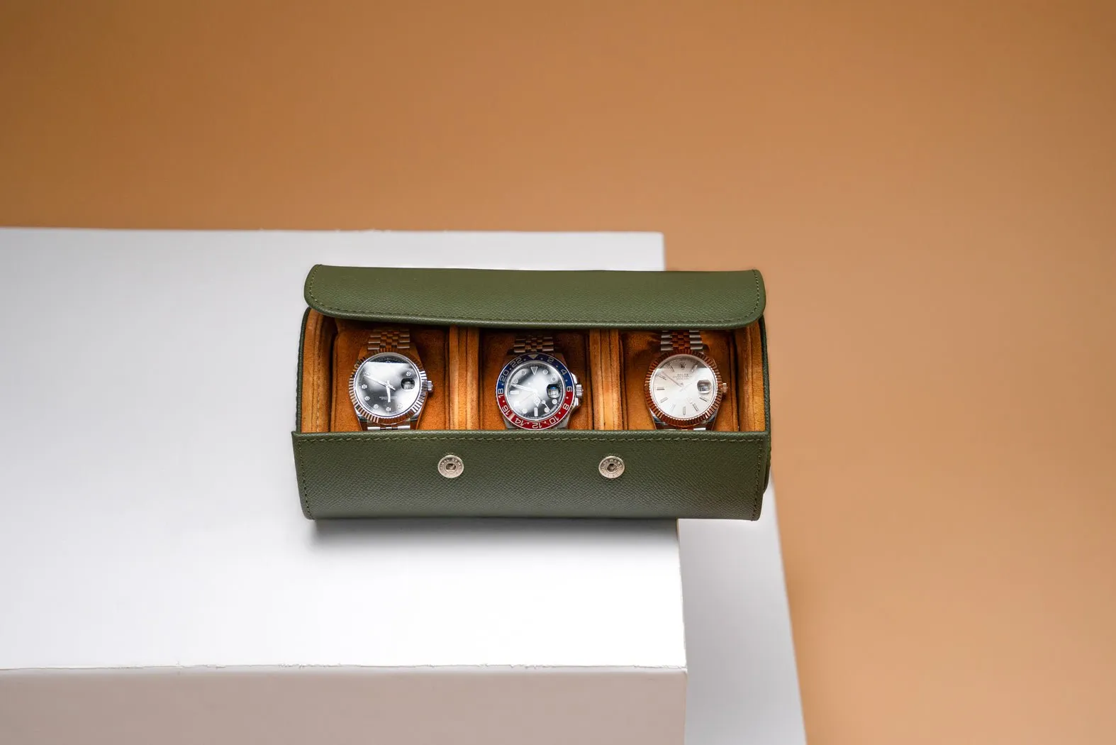 Galata - Saffiano Olive Green Watch Roll