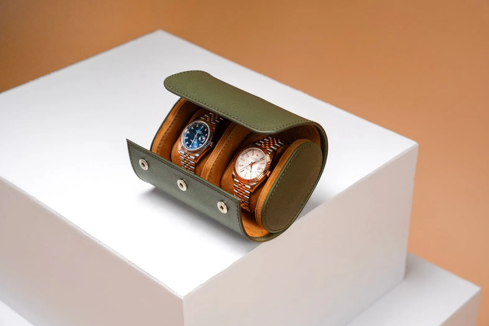 Galata - Saffiano Olive Green Watch Roll