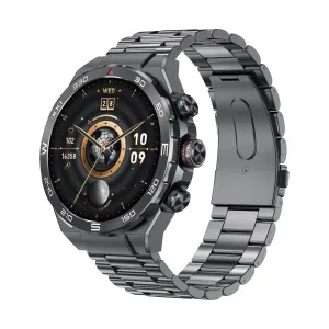 GIZMORE IKON Luxe 3.93cm (1.55) FHD Display | AOD with 600 NITS I Active Crown & 3 Buttons Control | IP68 | Zinc Alloy Metal Body | 15 Days Battery & 120 Sport Modes I BT Calling Smartwatch (Black)