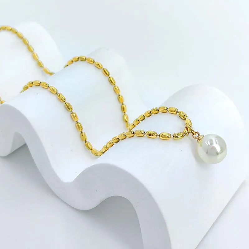 Gold Millet Grain Pearl Collarbone Necklace